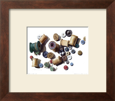 Wooden Spools And Old Buttons by Carolyn Watson Pricing Limited Edition Print image