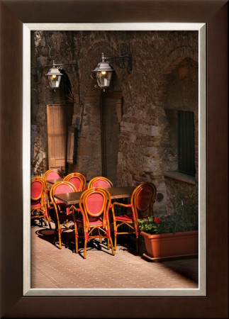 Ristorante With Red Chairs, San Gimignano by Igor Maloratsky Pricing Limited Edition Print image
