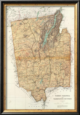 New York: Warren, Saratoga, Washington Counties, C.1895 by Joseph Rudolf Bien Pricing Limited Edition Print image