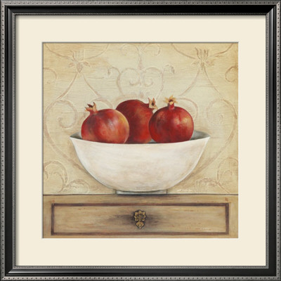 Pomegranates In Porcelain Bowl by Janet Brignola-Tava Pricing Limited Edition Print image