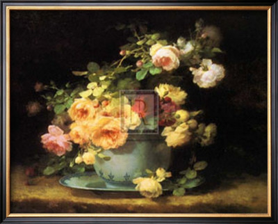 Roses In A Porcelain Bowl by Emile Vouga Pricing Limited Edition Print image