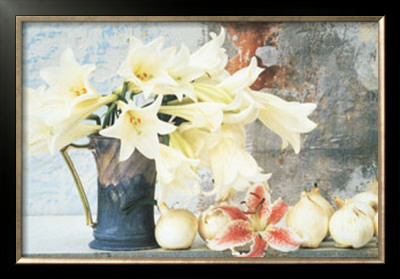 Longiflorum Lilies In A Jug by Linda Burgess Pricing Limited Edition Print image