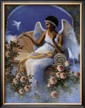 Black Angel With Dove by T. C. Chiu Pricing Limited Edition Print image