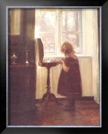 Small Girl By A Sewing Table by Carl Holsoe Pricing Limited Edition Print image