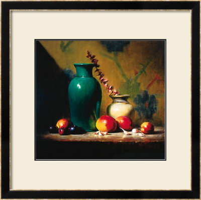 Green Vase And Mangos by David Reidel Pricing Limited Edition Print image