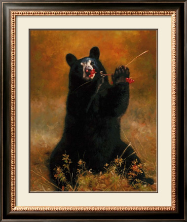 Black Bear With Berries by H. Kendrick Pricing Limited Edition Print image