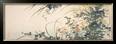 Design Of Morning Glories, Dianthus, And Other Flowers by Utagawa Toyohiro Pricing Limited Edition Print image