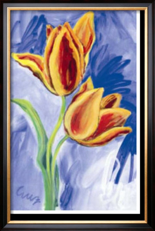 Tulipanes Fondo Azul by Cruz Pricing Limited Edition Print image