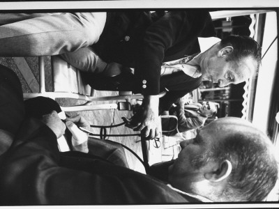 Ballet Master George Balanchine Giving Interview To Newsweek Reporter, During Nycb Company Tour by Gjon Mili Pricing Limited Edition Print image