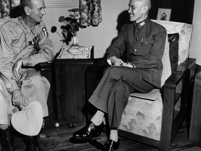 Us Army Lieutenant General Jonathan Wainwright Chatting Amiably With General Chiang Kai-Shek by Jack Wilkes Pricing Limited Edition Print image