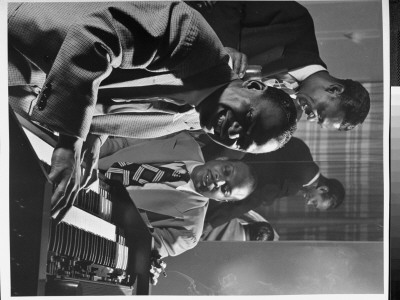 Jazz Musician Earl Father Hines With Count Basie And Unknown Man At Basie's Apartment by Gjon Mili Pricing Limited Edition Print image