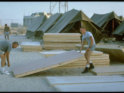 Us Army Desert Encampment, New Arrivals Joining In Desert Shield Gulf Crisis Operation by Gil High Pricing Limited Edition Print image