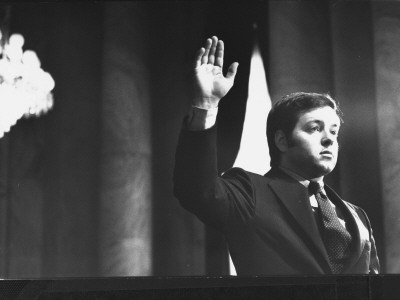 Jeb Stuart Magruder Taking The Oath Before Testifying At Watergate Hearings by Gjon Mili Pricing Limited Edition Print image