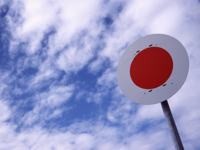 White/Red Air Traffic Sign, Partly Cloudy Sky, Reykjavik Airport, Iceland by Bjarki Reyr Asmundsson Pricing Limited Edition Print image