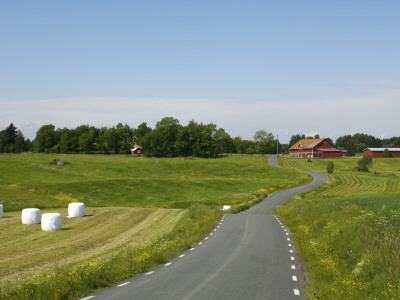 A Winding Road In A Farming Landscape, Sweden by Berndt-Joel Gunnarsson Pricing Limited Edition Print image