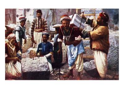 Stone Masons In The Old City Of Jerusalem by Harold Copping Pricing Limited Edition Print image
