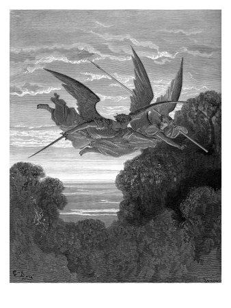 Paradise Lost, By John Milton: Ithuriel And Zephon by Gustave Doré Pricing Limited Edition Print image