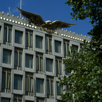 American Embassy, Grosvenor Square, London, 1960, Exterior With Gilded Aluminium Eagle Sculpture by Mark Fiennes Pricing Limited Edition Print image