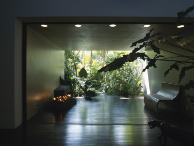House For Brazilian Film Director, Sao Paolo, Interior Looking Towards Tropical Garden by Alan Weintraub Pricing Limited Edition Print image