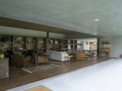 Casa Marrom, Sao Paulo, Living Area With Sliding Doors Open, Architect: Isay Weinfeld by Alan Weintraub Pricing Limited Edition Print image