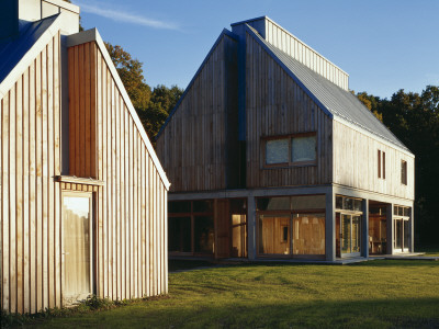 The Lodge, Whithurst Park Exterior View Outside Wooden House With Pitched Roof by David Churchill Pricing Limited Edition Print image