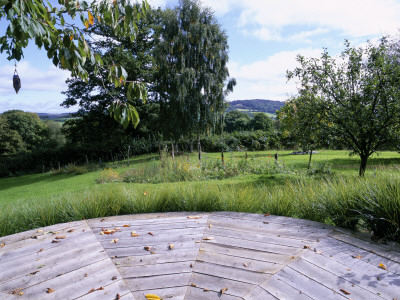 Clare Matthews Garden, Devon: View From The Deck Chair To The Blackdown Hills by Clive Nichols Pricing Limited Edition Print image