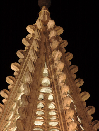 Floodlit Tower On West Facade Of Cathedral - Catedral, Leon, Spain by David Borland Pricing Limited Edition Print image