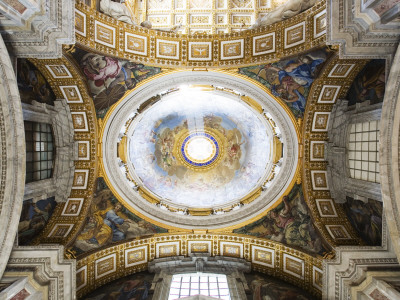 Domed Ceiling And Gold Detail, St Peter's Basilica, Vatican City, Rome, Italy by David Clapp Pricing Limited Edition Print image