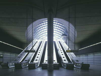 Canary Wharf Station, Jubilee Line, London, Main Escaltors, Architect: Foster And Partners by John Edward Linden Pricing Limited Edition Print image