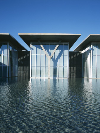 The Museum Of Modern Art, Fort Worth, Texas, Exterior Y-Structure With Water, Architect: Tadao Ando by John Edward Linden Pricing Limited Edition Print image