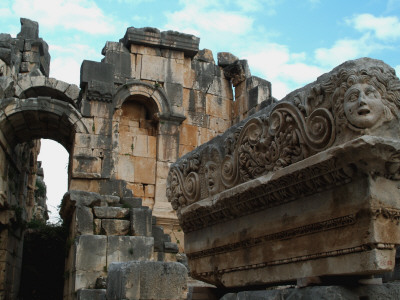 Frieze Of Stone Faces And Flourishes From Ancient Theatre, Myra by Natalie Tepper Pricing Limited Edition Print image