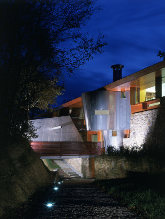 Lone Oak Hall, East Sussex - Dusk Shot Of Subterranean Entrance, Architect: Michael Wilford by Richard Bryant Pricing Limited Edition Print image