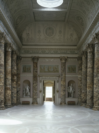 Kedleston Hall, Derbyshire, England, The Marble Hall, Stucco Work Ceiling With Alabaster Columns by Richard Bryant Pricing Limited Edition Print image
