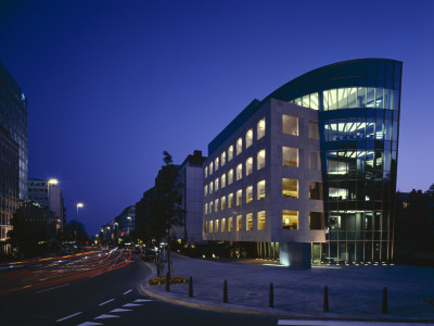 Banque Du Luxembourg, Luxemburg, Overall Exterior At Dusk, Architect: Arquitectonica by Richard Bryant Pricing Limited Edition Print image