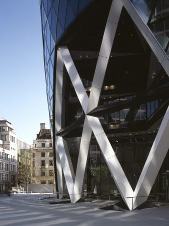 30 St Mary Axe, The Gherkin, City Of London, 1997 - 2004 - Exterior Of Entrance And Plaza by Richard Bryant Pricing Limited Edition Print image