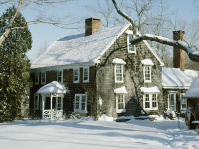 Colonial Period Farmhouse Under Snow, Lyme, Connecticut, 1740 by Philippa Lewis Pricing Limited Edition Print image