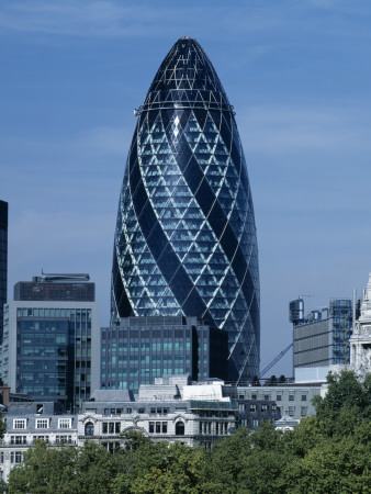 Swiss Re Headquarters, 30 St Mary Axe London, View Across River Thames by Peter Durant Pricing Limited Edition Print image