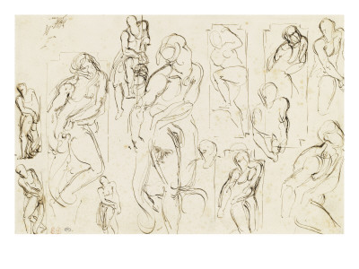 Etude De Personnages Nus, Et De Têtes by Eugene Delacroix Pricing Limited Edition Print image