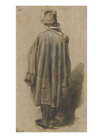 Jeune Homme Vu De Dos Vêtu D'un Manteau by Rembrandt Van Rijn Pricing Limited Edition Print image