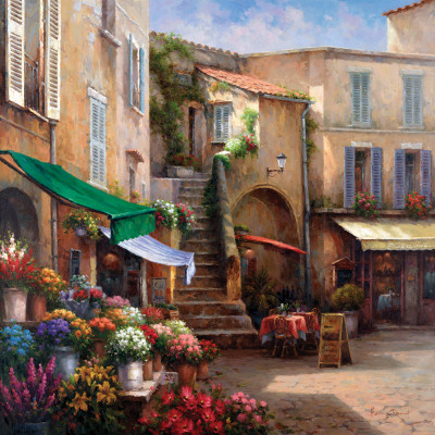 Flower Market Courtyard by Han Chang Pricing Limited Edition Print image