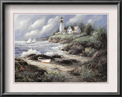 Lighthouse And Boat by George Bjorkland Pricing Limited Edition Print image