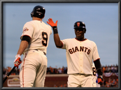 Texas Rangers V San Francisco Giants, Game 1: Edgar Renteria, Pat Burrell by Ezra Shaw Pricing Limited Edition Print image