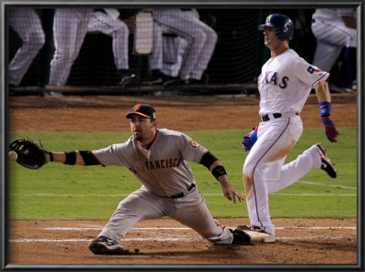 San Francisco Giants V Texas Rangers, Game 4: Michael Young,Travis Ishikawa by Doug Pensinger Pricing Limited Edition Print image