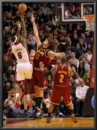 Cleveland Cavaliers  V Miami Heat: Lebron James And Anderson Varejao by Mike Ehrmann Pricing Limited Edition Print image