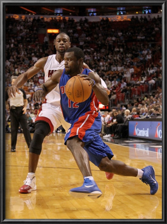 Detroit Pistons V Miami Heat: Will Bynum And Dwyane Wade by Mike Ehrmann Pricing Limited Edition Print image