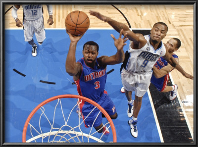 Detroit Pistons V Orlando Magic: Rodney Stuckey And Rashard Lewis by Fernando Medina Pricing Limited Edition Print image