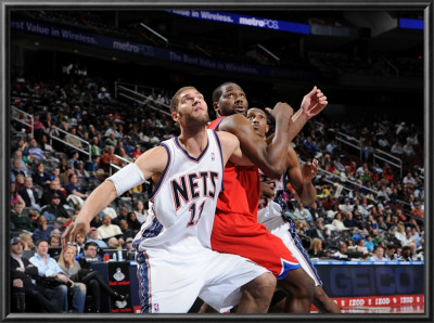 Philadelphia 76Ers V New Jersey Nets: Brook Lopez And Elton Brand by David Dow Pricing Limited Edition Print image