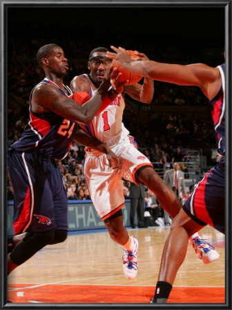 Atlanta Hawks V New York Knicks: Amar'e Stoudemire And Marvin Williams by Jeyhoun Allebaugh Pricing Limited Edition Print image