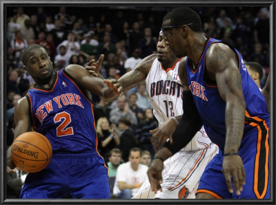 New York Knicks V Charlotte Bobcats: Raymond Felton, Amare Stoudemire And Tyrus Thomas by Streeter Lecka Pricing Limited Edition Print image