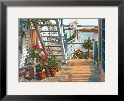 Blue Stair And Begonias, 1987 by John Atwater Pricing Limited Edition Print image